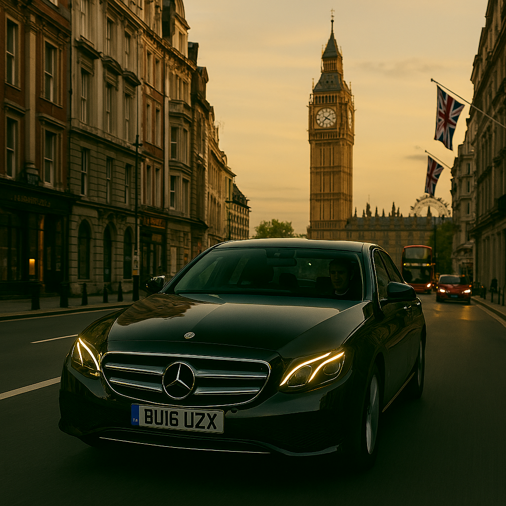 Central taxis letchworth executive car driving near Big Ben