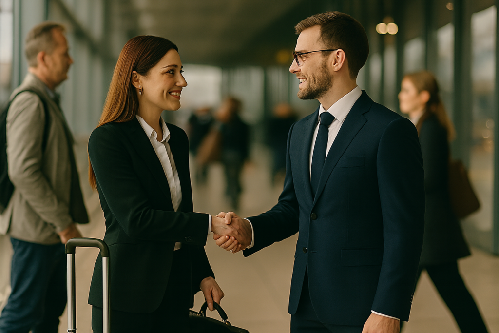 Passenger and driver Meet in terminal at heathrow